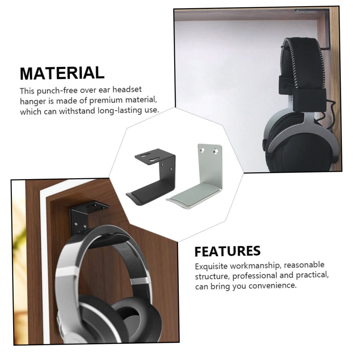 DOITOOL 6 Pz supporto per cuffie gancio sotto scrivania per cuffia portacomputer porta computer porta cuffia gancio per cuffie auricolare staffa allacciare appendiabiti