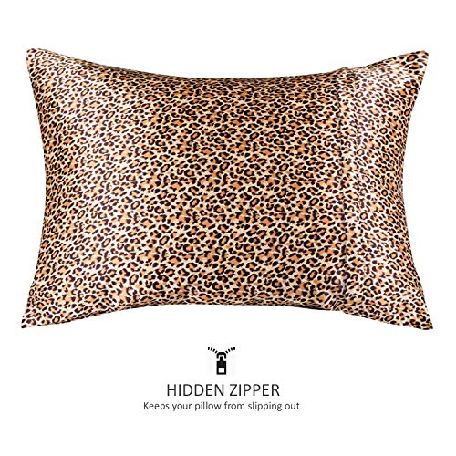 Image of BLISSFORD Luxury Satin Pillowcase for Hair - King Satin Pillowcase with Zipper, Leopard Print Cheetah (1 per Pack)