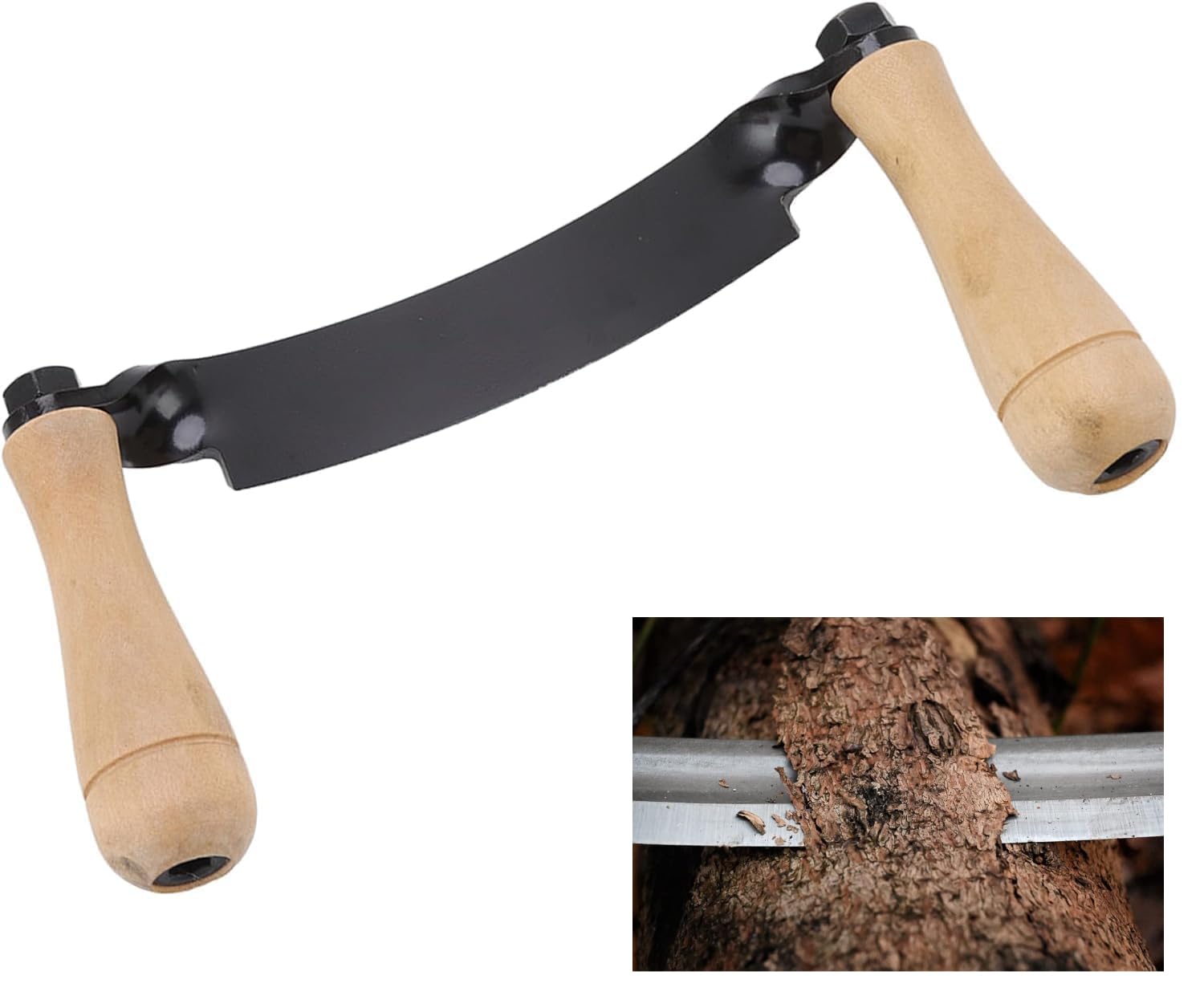 Fyearfly Cuchillo para Corteza, Hoja de Acero de Tungsteno, Cómodo Mango de Madera, Cuchillo Recto de Alta Nitidez para Carpinteros de Madera, Torneros y Talladores de Madera