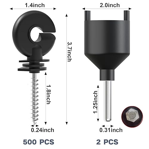 Miniatura 16 de 50 piezas aislantes eléctricos negros para cerca, aislador de poste de madera, aislador de poste de madera y 1 herramienta aislante gratuita