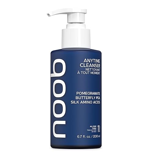 NOOB Anytime Limpiador facial, limpiador facial orgánico purificador hidratante suave, refinador de poros, piel grasa y sensible, granada, guisante