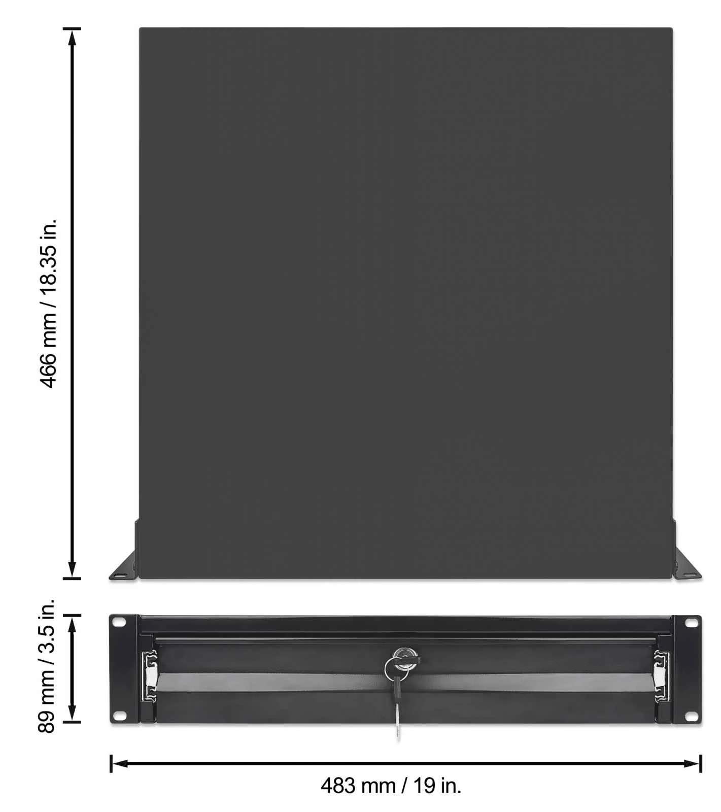 INTELLINET 19IN Storage Drawer 2U Black-