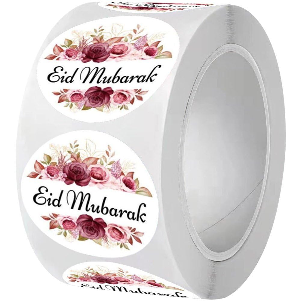 Luxylei 500Pcs/Roll Eid Mubarak Stickers, Eid Ramadan Stickers For Gift Bags Boxes, Label Stickers For Envelope Packaging Wrapping Tags