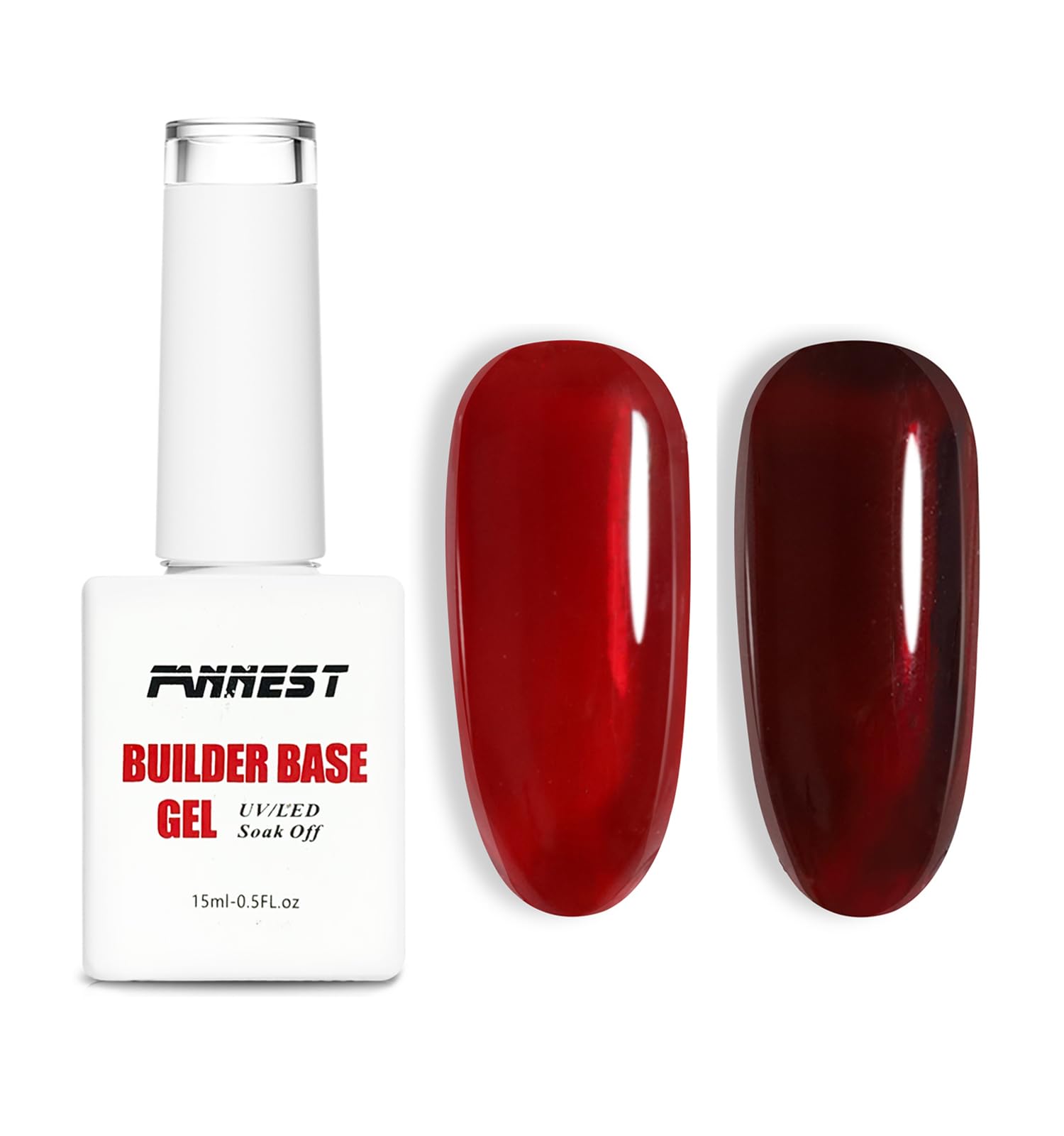 Cherry Red Builder Gel Base Coat for Nails Set, 15 ml 2 Pcs Kit, With Self - leveling, Apex Building, Strengthening, Sculpting, Extension and Repair Functions, Soak Off LED Gel Nail Gift