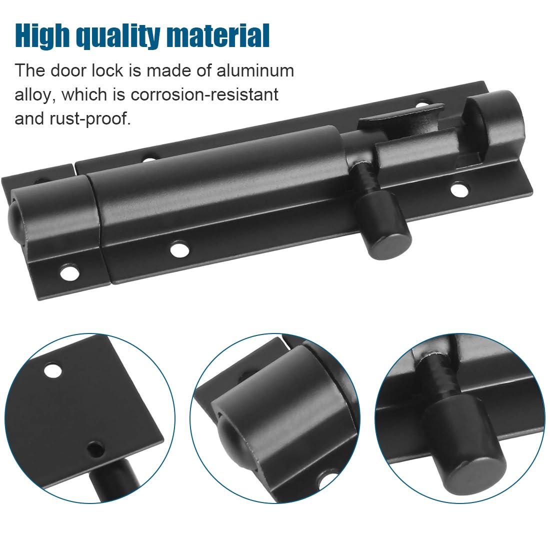 QJIBOVM 2pcs Door Lock Bolt for Bathroom Bedroom Toilet Shed Shower Door Catch Latch Slide Bolt Easy Fit with Screws - Image 3