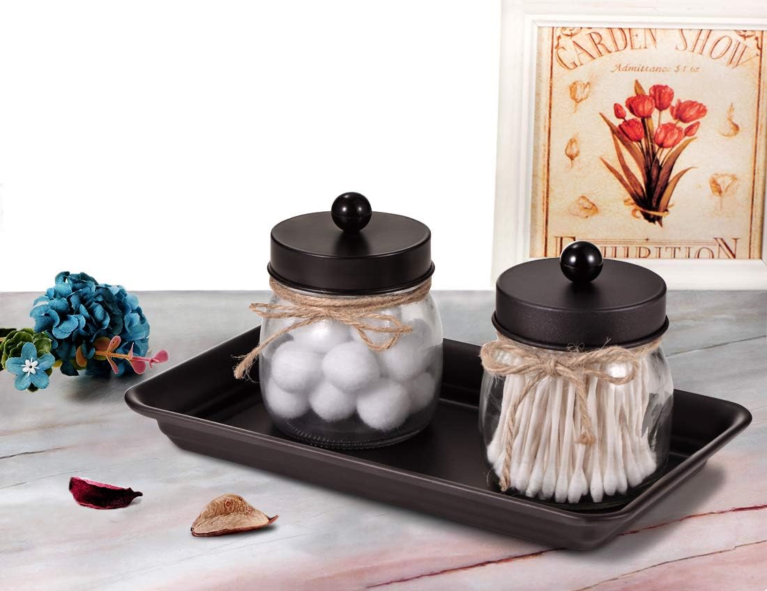 Vintage Farmhouse Decor Metal Vanity Tray(2 Pack),Countertop Guest Hand Towel Storage Organizer Tray Dispenser, Sturdy Holder for Perfume,Cosmetics, Jewelry, Makeup Bathroom Organizer (Bronze) : Home & Kitchen