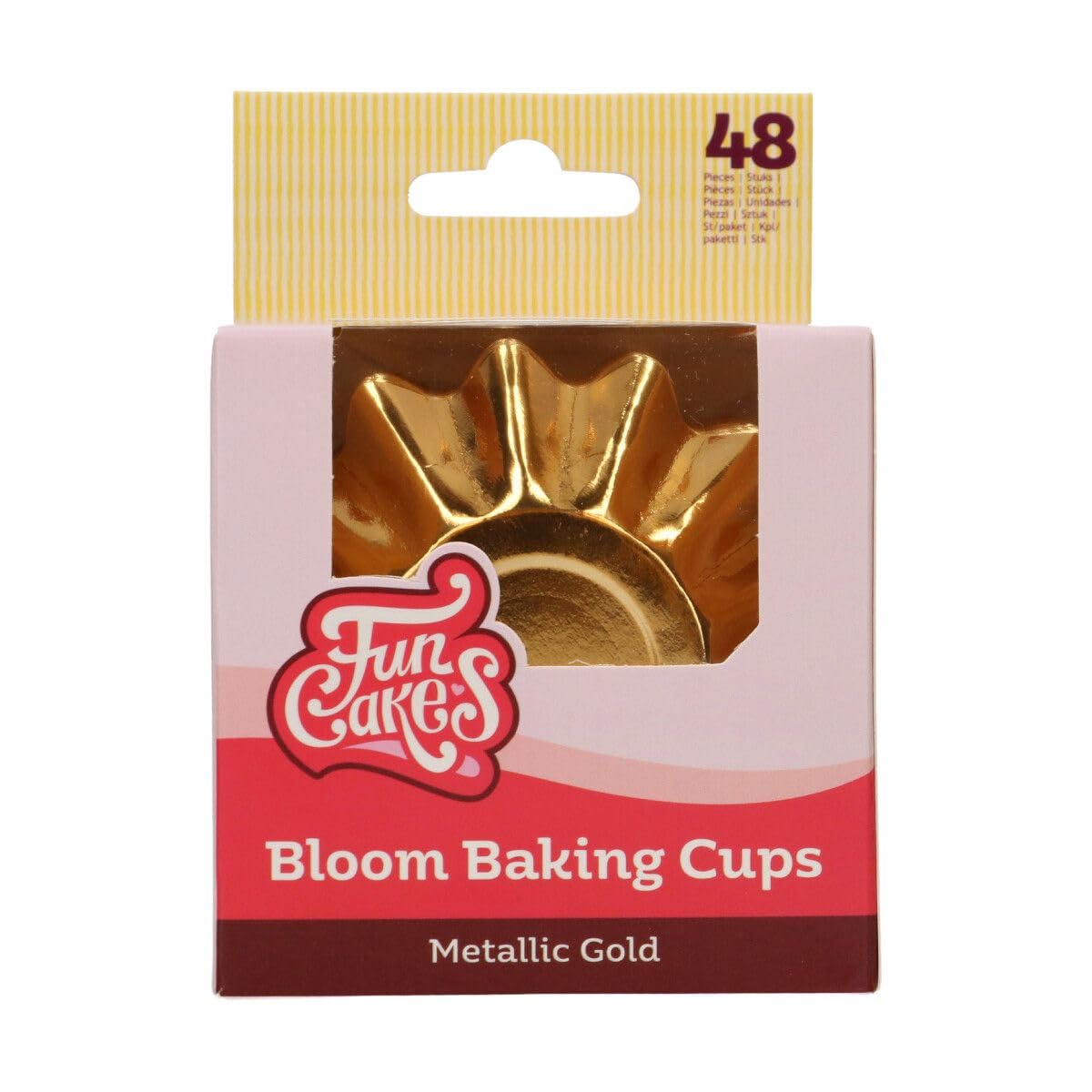 FunCakes Bloom Baking Cups Metallic Gold, Cupcake Cases for Baking Greaseproof Baking Cups Durable Coated Board for Cupcakes, Muffins, Brownies and More, 48-Piece