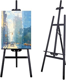 Falling in Art Easel Stand for Painting, Adjustable Wooden Easels for Painting Canvas Up to 42", Folding Art Easel for Drawing, Wedding Sign and Poster, Suitable for Kids and Adults(Black)