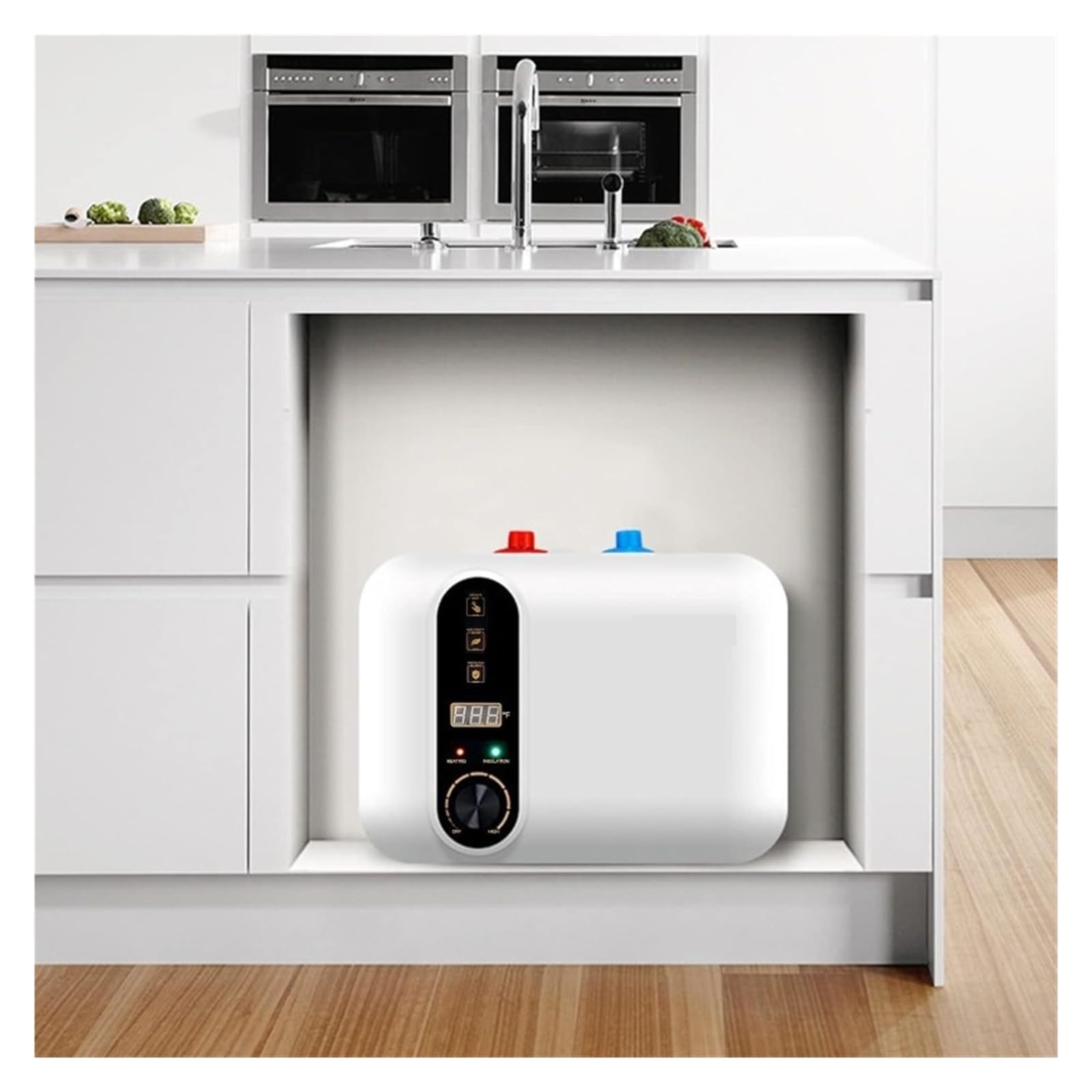 Termo Electrico, Calentador De Agua Caliente Eléctrico Mini Tanque Compacto De Almacenamiento, Armario De Encimera Instantáneo Debajo Del Fregadero De Cocina, Calentador De Agua Eléctrico 10L,Para co