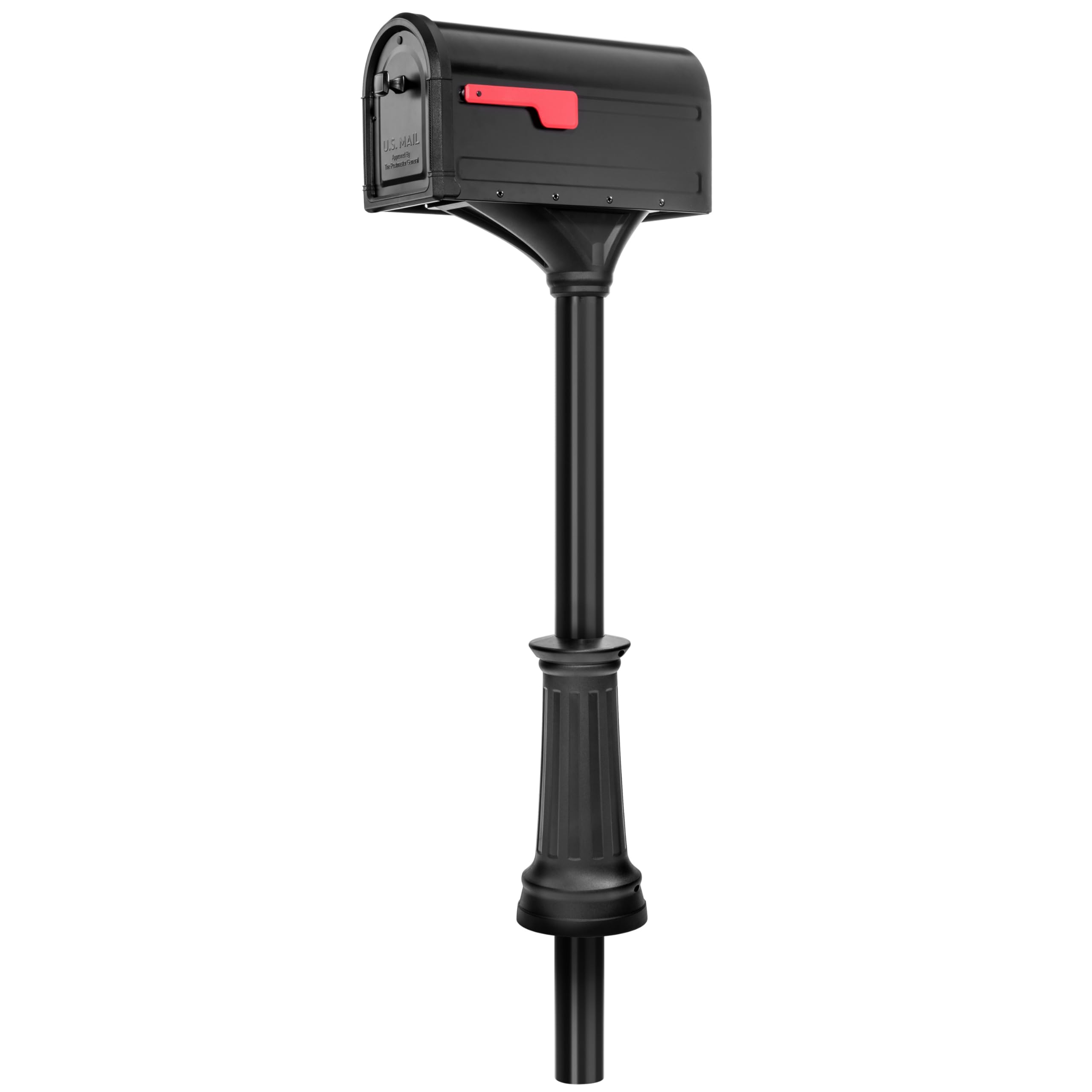 Architectural Mailboxes 7980B-10 Roxbury Mount Mailbox and Premium Steel Post Combo, Medium, Black