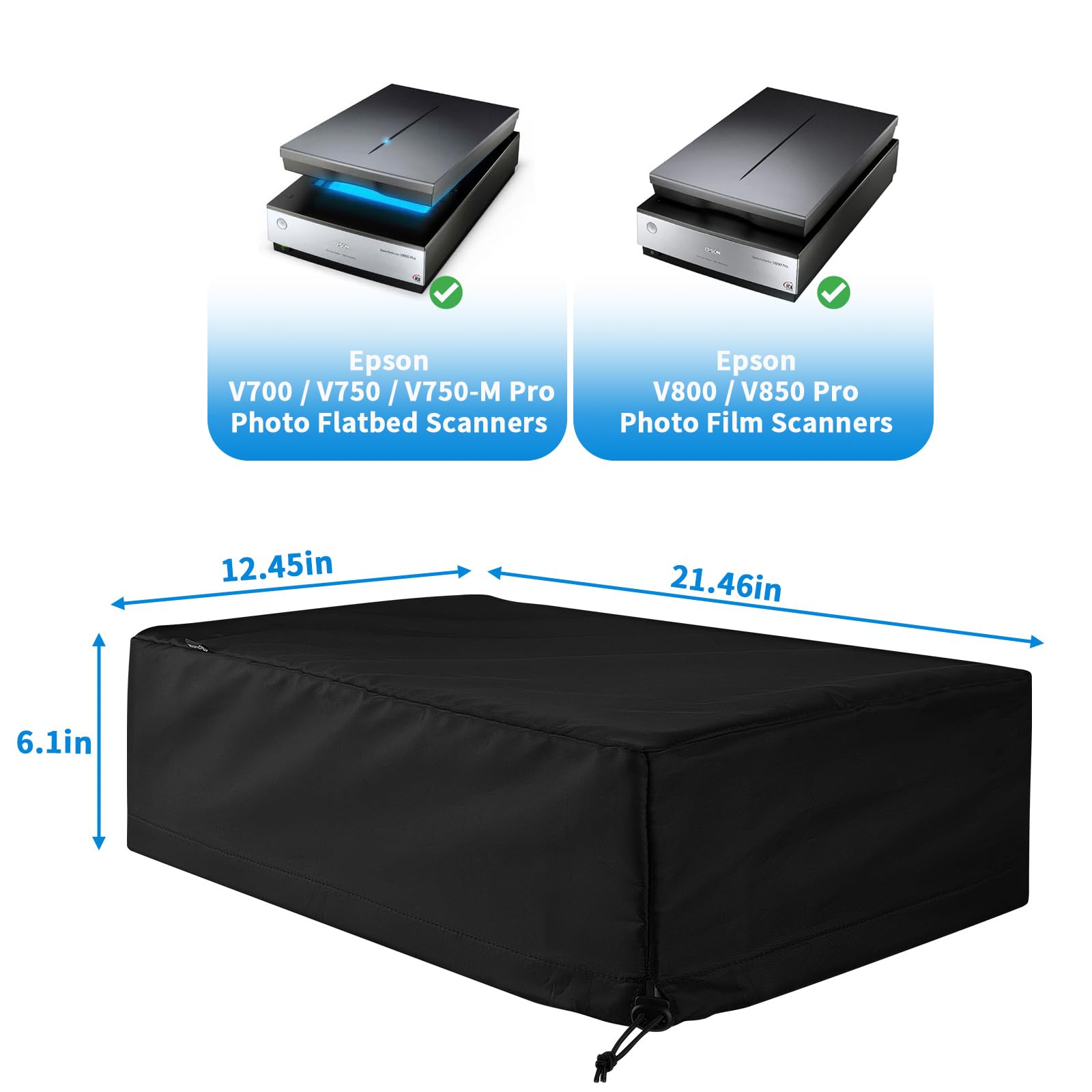 Funda antipolvo para escáner Epson Perfection V700 / V750 / V750-M Pro / V800 / V850 Pro / V600, funda protectora resistente al agua - 21.4 x 12.4 x 6.1 pulgadas (negro)