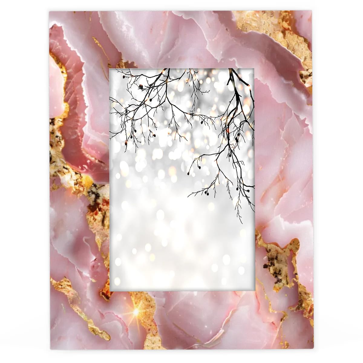 Wooden Picture Frames Pink Gold Marble 5x7 Acrylic Photo Frames 12.7x17.8 cm Tabletop or Wall Display Decoration 5 by 7 Photos, Painting, Landscapes, Poster, Artwork