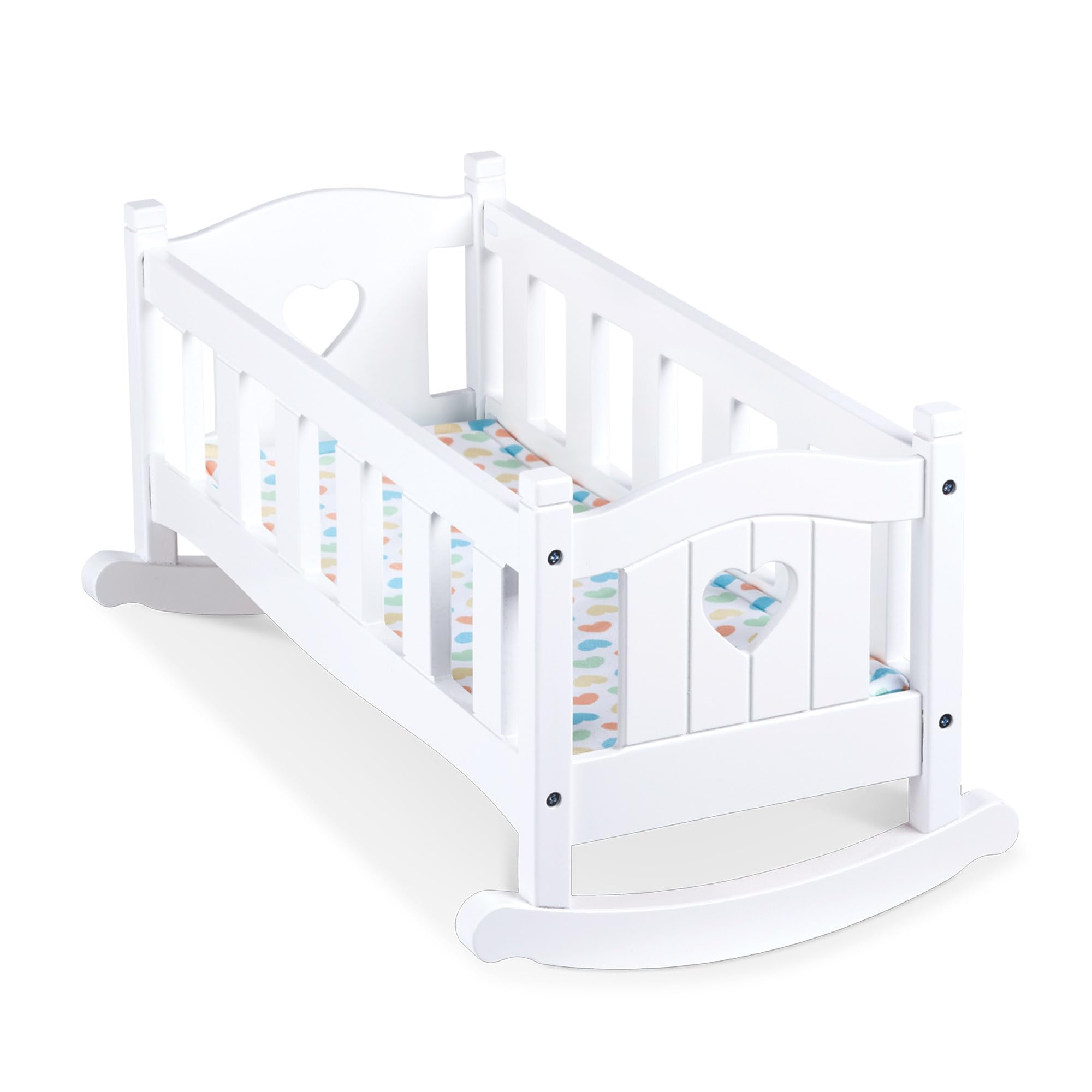 Melissa & Doug Mine to Love Wooden Play Cradle for Dolls, Stuffed Animals - White (10.2โH x 18.8โW x 20.7โL Assembled)