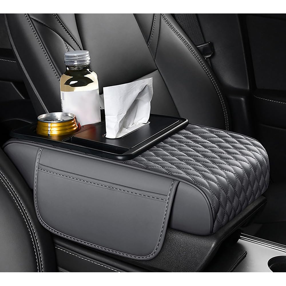 Zjjstt Grey Car Center Console Cover For Cadillac Lyriq 2022–2025,Arm Rest Lid Cushion Protector Multifunctional Armrest Cushion Pad Interior Accessories,