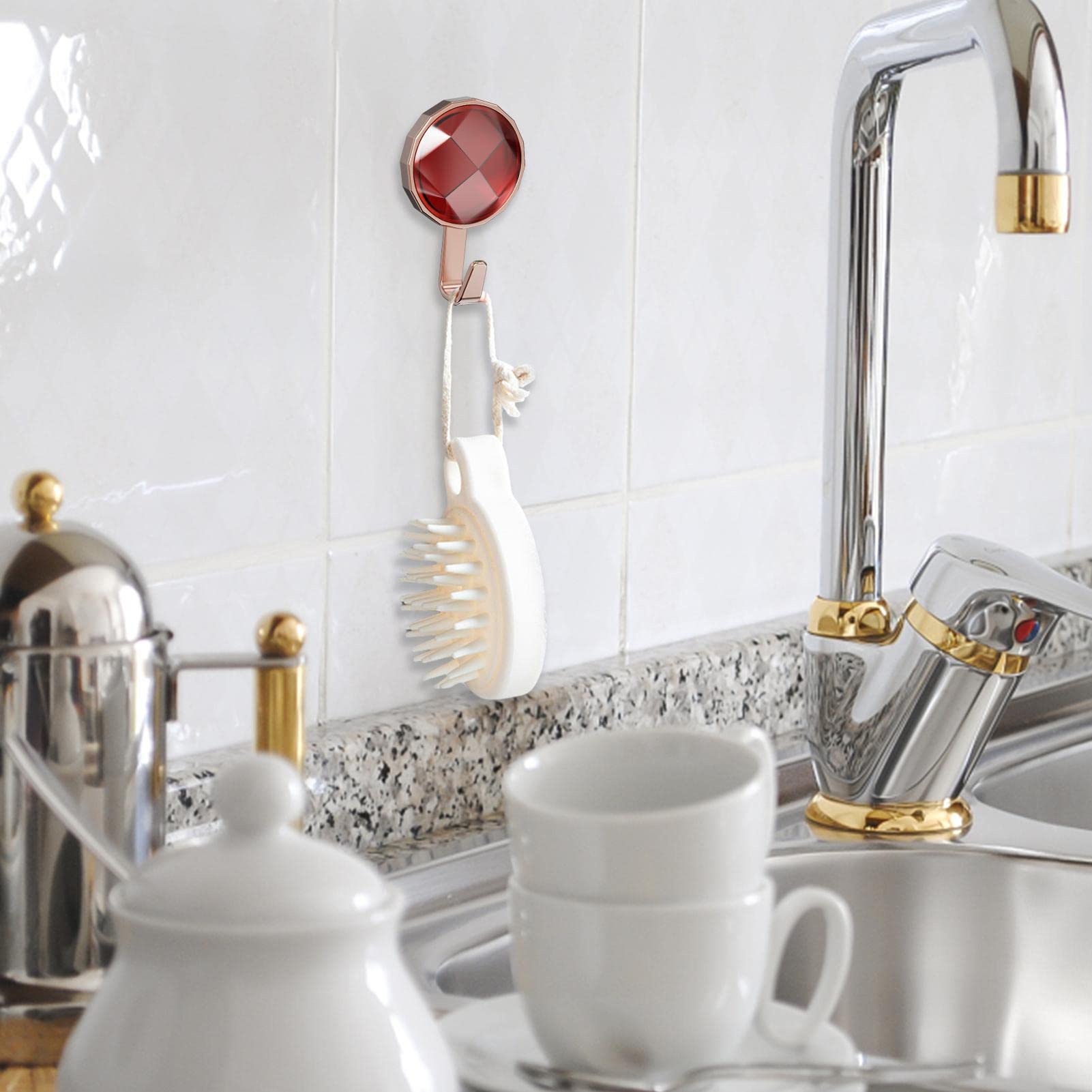 Ganci Appendiabiti Adesivi - Autoadesivi, Portachiavi Da Parete. Viola, Supportano Fino A 5kg, Facili Da Installare.