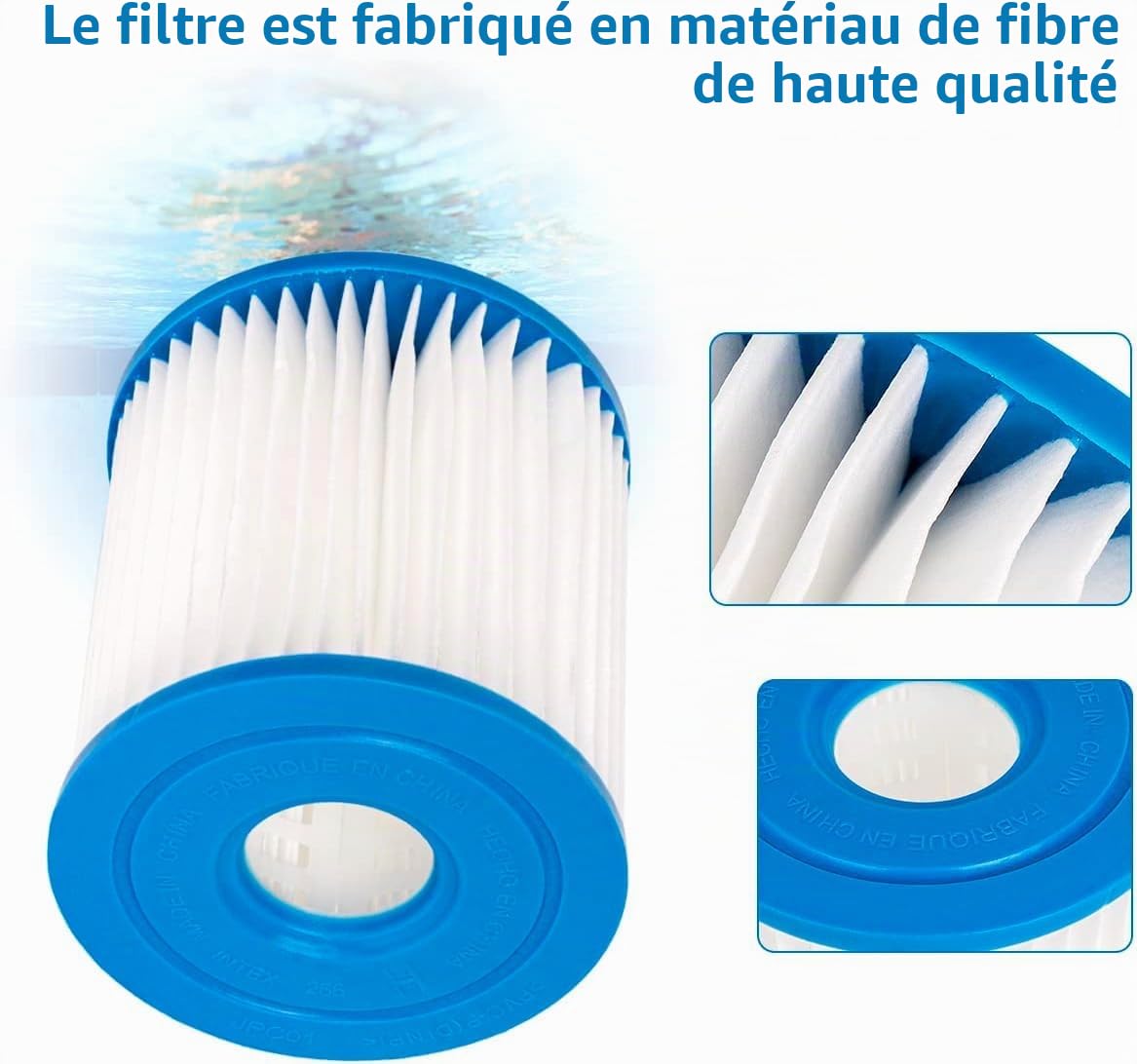 YanBan Lot de 4 filtres de rechange compatibles avec les pompes à filtre Intex 28601/28602, pour cartouche filtrante Intex Type H 29007E
