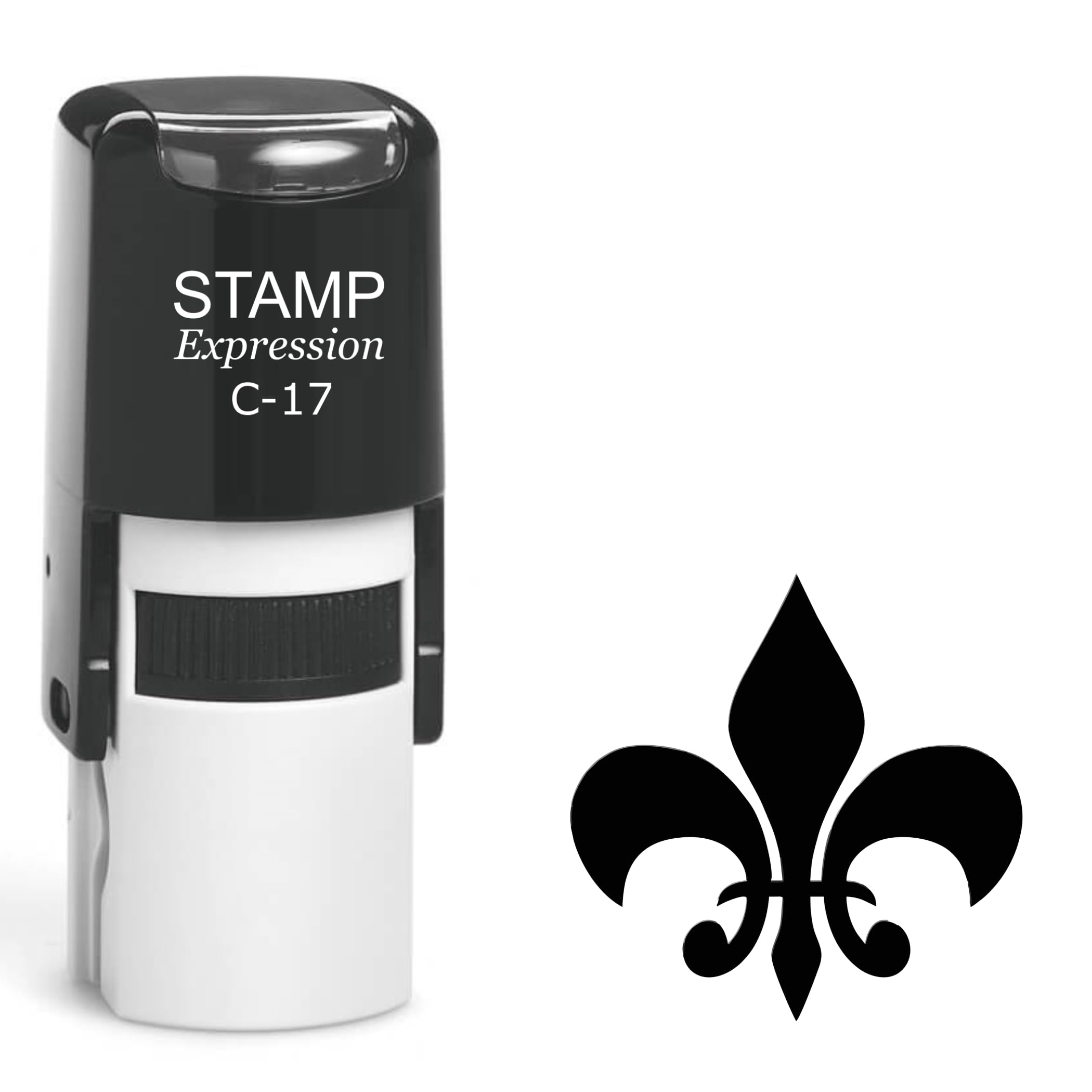 stampexpression - Classic Fleur de Lis Self Inking Rubber Stamp - Black Ink (A-6092)