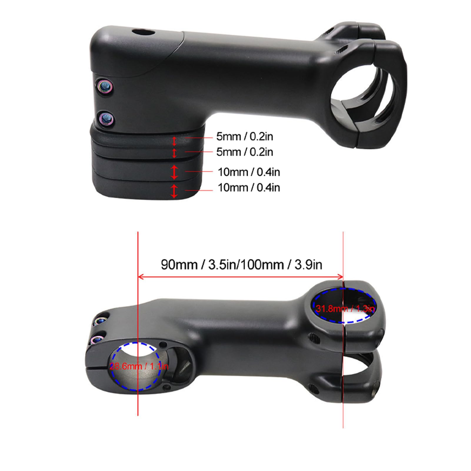 Wspornik Roweru Szosowego i Górskiego, Przedłużenie Wspornika Kierownicy 31,8 Mm, Stop Aluminium, Odpowiedni do Przedniego Widelca o średnicy 28,6 Mm