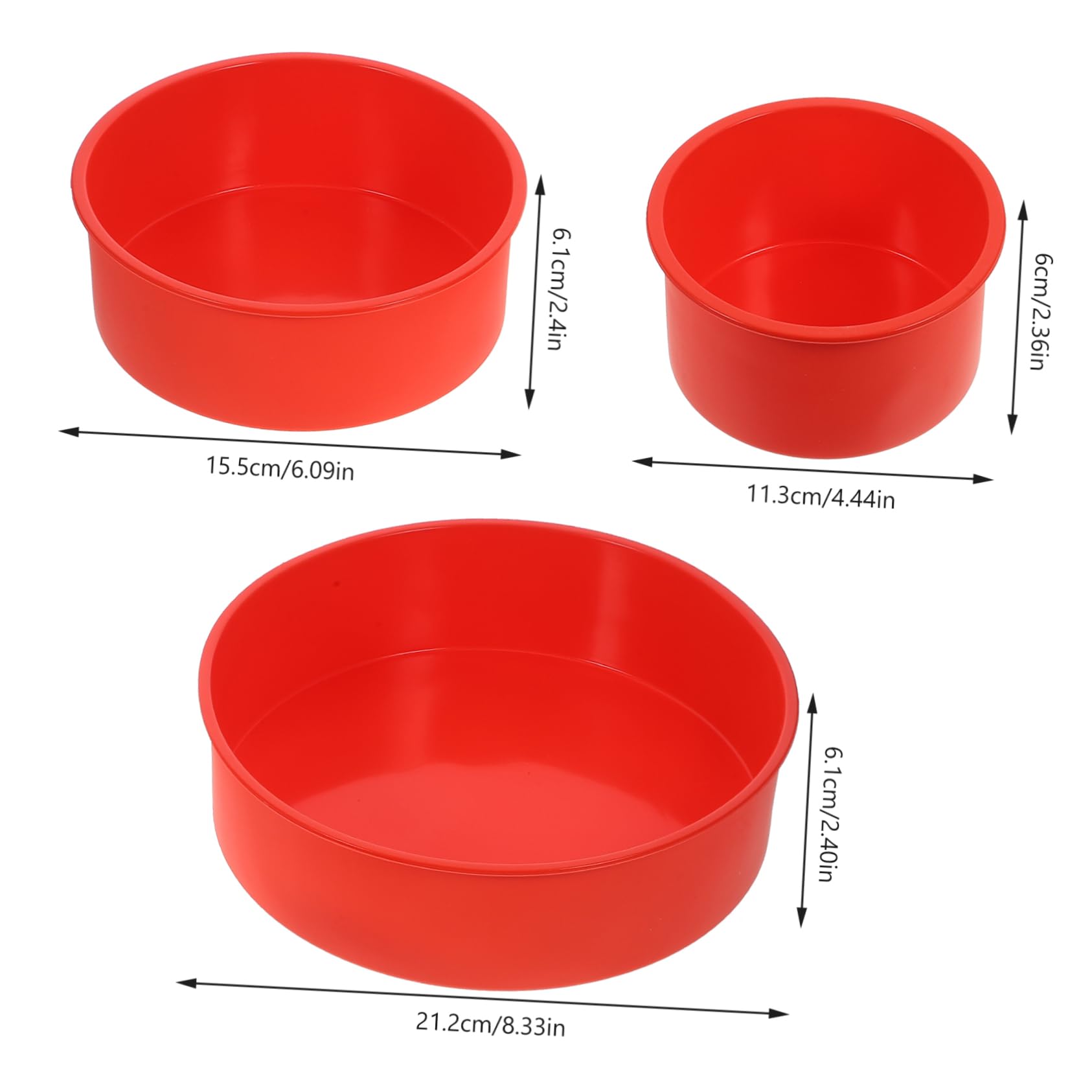 CIYODO 3pcs Set Round Cake Molds Non-stick Silicone Baking Tin Ring Molds for Baking