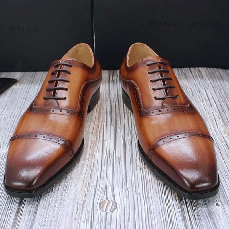 Men's Fashion Square Toe Faux Patent Leather Tuxedo Dress Shoes Comfortable Round Hand-Sewn Soft Non-Slip Formal Shoes for Men2