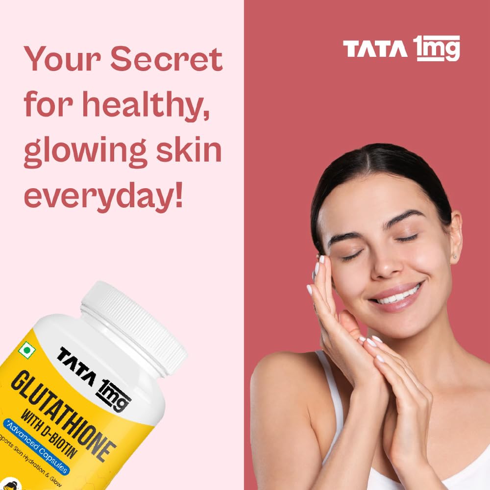 1MG Tata Glutathione Advanced Capsule with Vitamin C,E, Biotin & Grape Seed Extract,For Skin Glow,Hydration & Radiance, Pack of 30 Tablets 2