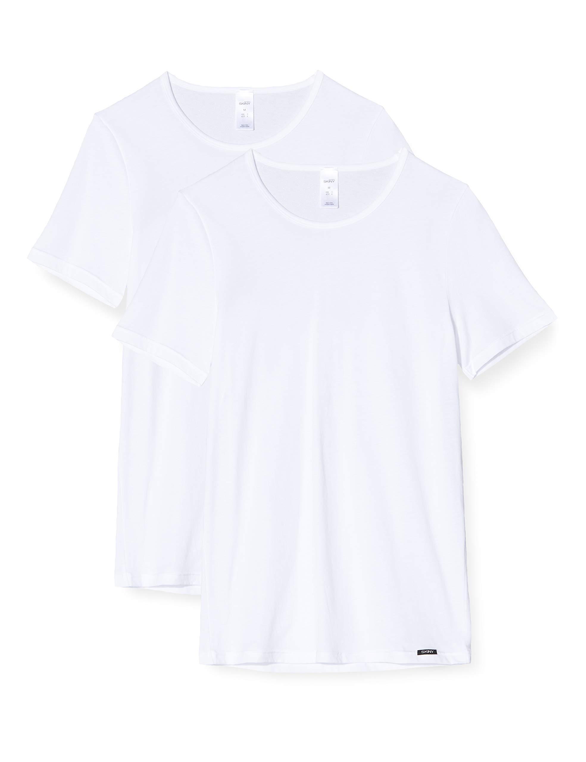 Skiny Herren Shirt Kurzarm - 2er Pack, Weiß, EU:Basic Herren-Shirt