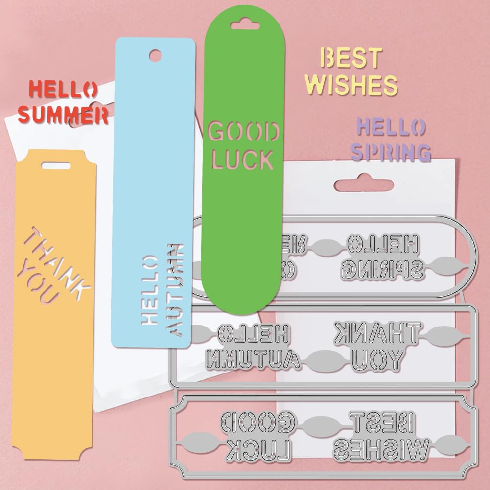 GLOBLELAND Bookmark Cutting Dies Metal Bookmark Blessing Words Patterns Die Cutting Dies for DIY Scrapbooking Photo Album Decorative Embossing Paper Card - Image 3