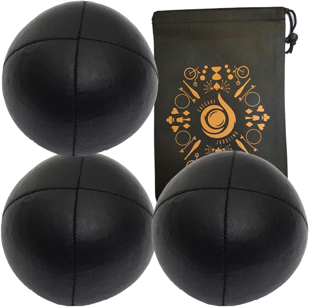 3 x Pro Cascade XL 180g Juggling Balls - Large Sized Quality Thud Beanbags & Bag - Set of 3 Juggling Thuds (Black)