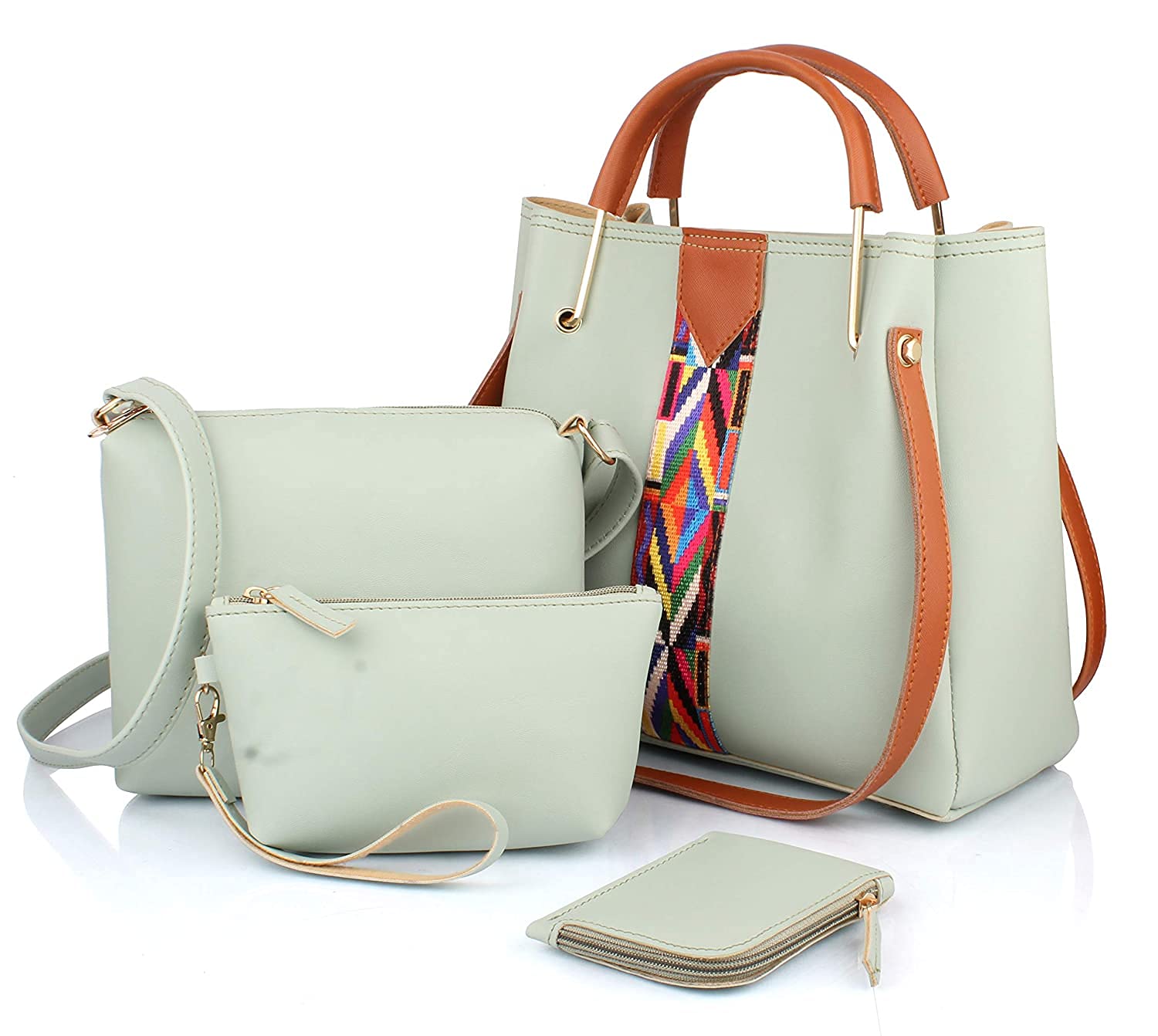 Mammon Womens PU Leather Handbag Combo (set of 4) (Mint) (B09K41DLBN) Amazon Price History, Amazon Price Tracker