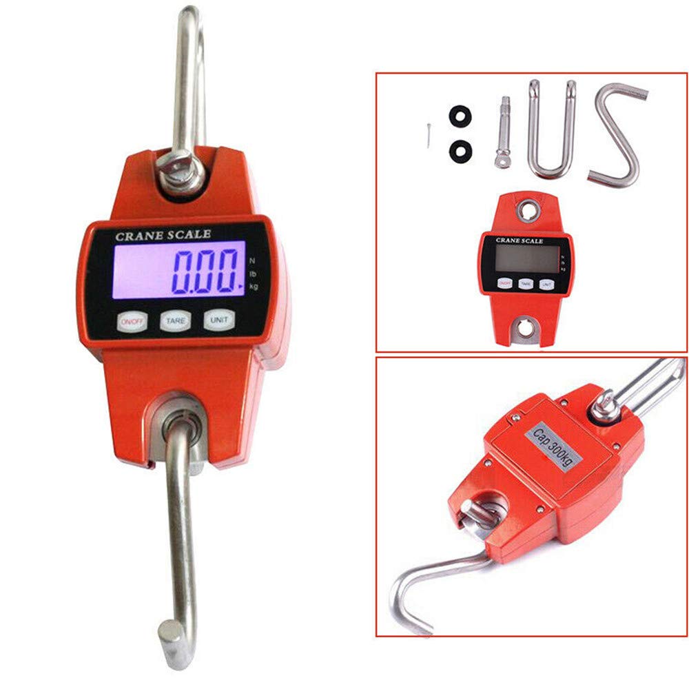 Báscula electrónica máxima de 300 kg, báscula de gancho para industrial, ganchos pesadores, báscula de grúa colgante portátil comercial, caza, pesca, viajes, cocina, equipaje