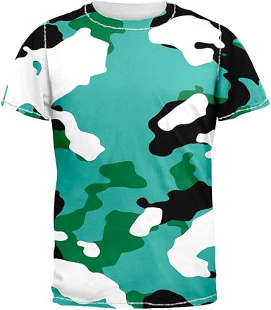 Turquoise Camo All Over Adult T-Shirt 