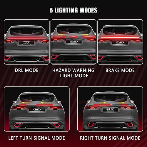 Miniatura 5 de 1797 Alerón para coche, tercera luz de freno, señal de giro, tira LED roja, accesorios exteriores universales para alerón trasero, labio, maletero,