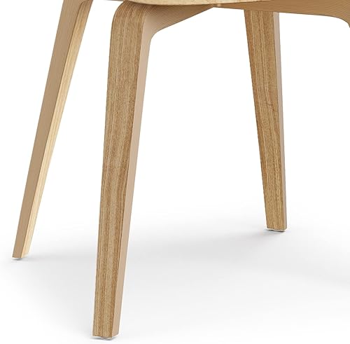 Miniatura 8 de SIMPLIHOME Lowell Mid Century Silla de comedor moderna de madera curvada con madera clara en lino de poliéster gris claro, para el comedor