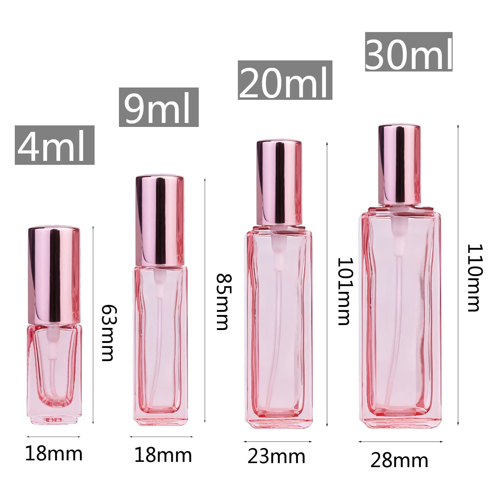 12 Pezzi 30ml Vuoto Bottiglie Atomizzatore Vetro Rosa di Profumo con Tappi Rosa, Flacone Spray per Nebbia Riutilizzabile Portatile, Bottiglia di Profumo, Cosmetica, Viaggio