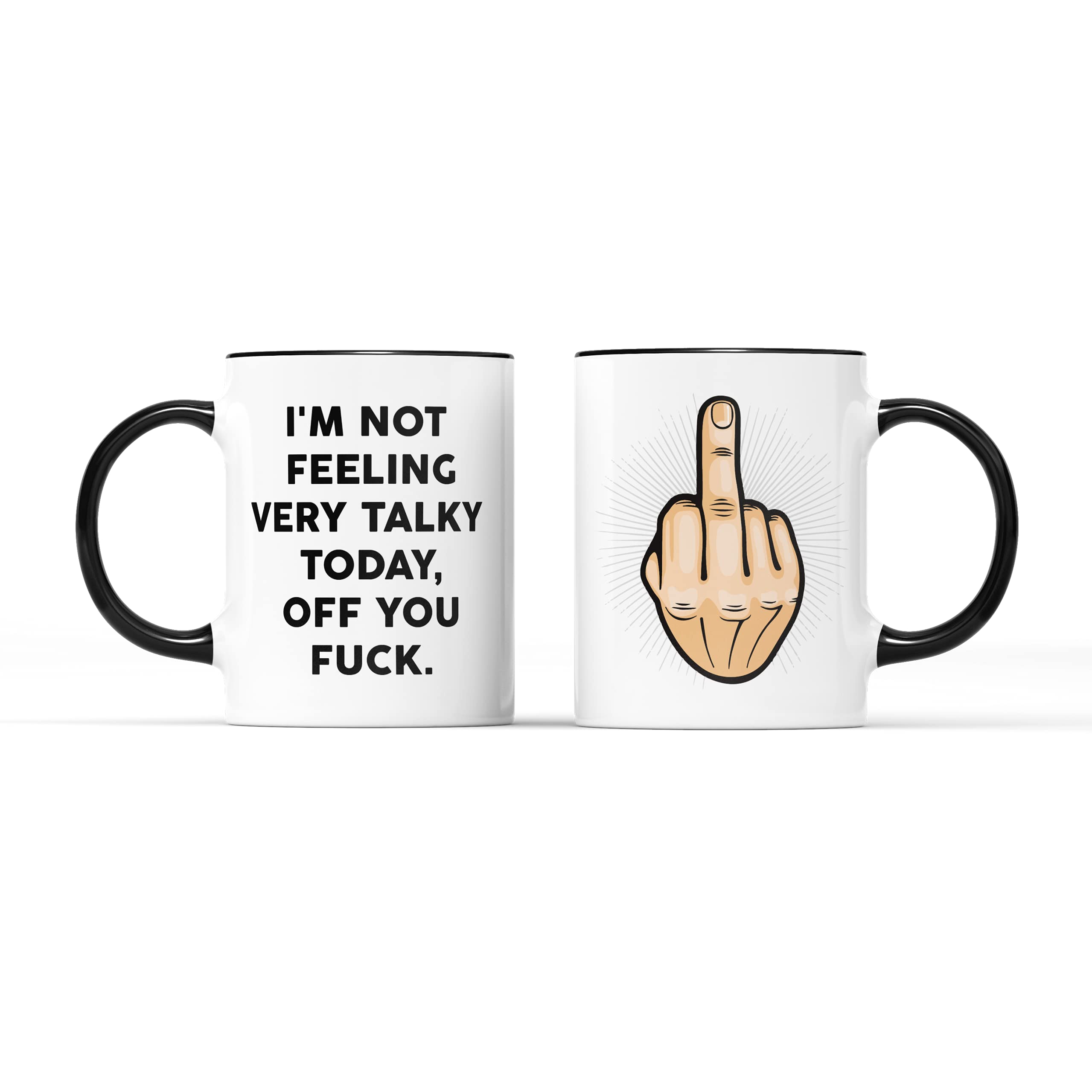 SMARTYPANTS I'm Not Feeling Very Talky Today Mug - Sarcastic Funny Fun Novelty Joke Swearing Humourous Banter Tongue in Cheek Sarcasm Offensive Cup Tea Coffee Gift Present (Black Handle)