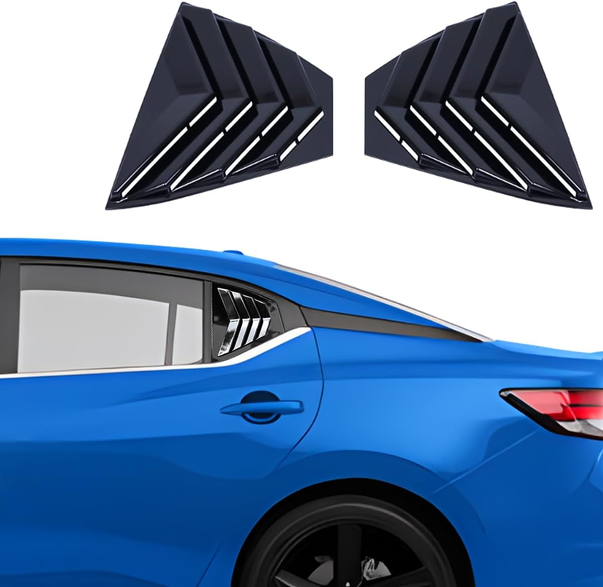 for Nissan Sentra 2013-2019 Exterior Accessories Sporty Car Rear Side Window Louvers Air Vent Scoop Shades Cover Trim Blinds 2PCS(Carbon Fiber)