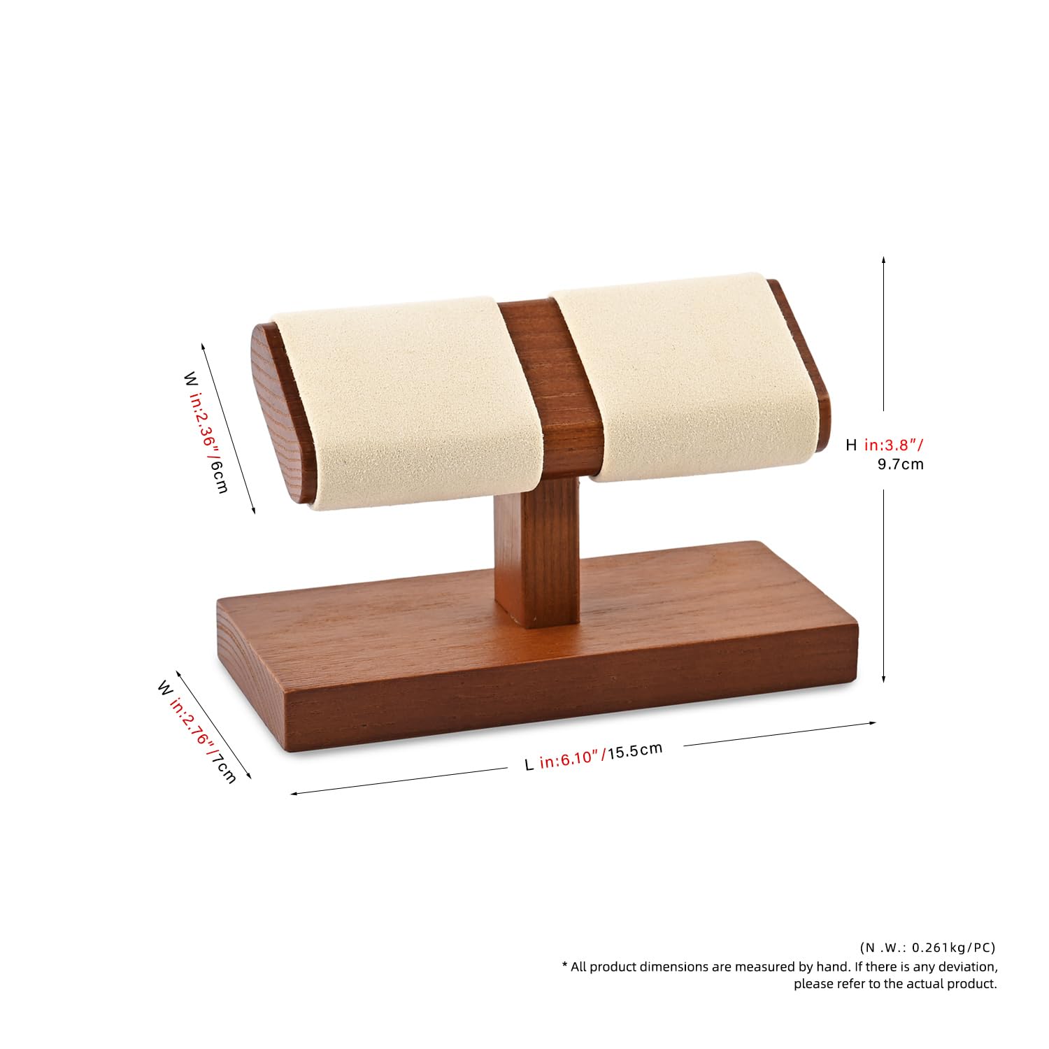 Oirlv Présentoir double en bois massif pour montres et bracelets (blanc crème)