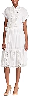 Lauren Scalloped Cotton Dress White 10