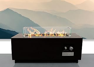 Kaimei Steel Fire Pit Table for Patio - Rectangle Propane Fire Table with Lid & Cover - 42-Inch Outdoor Fireplace for Backyard, Balcony