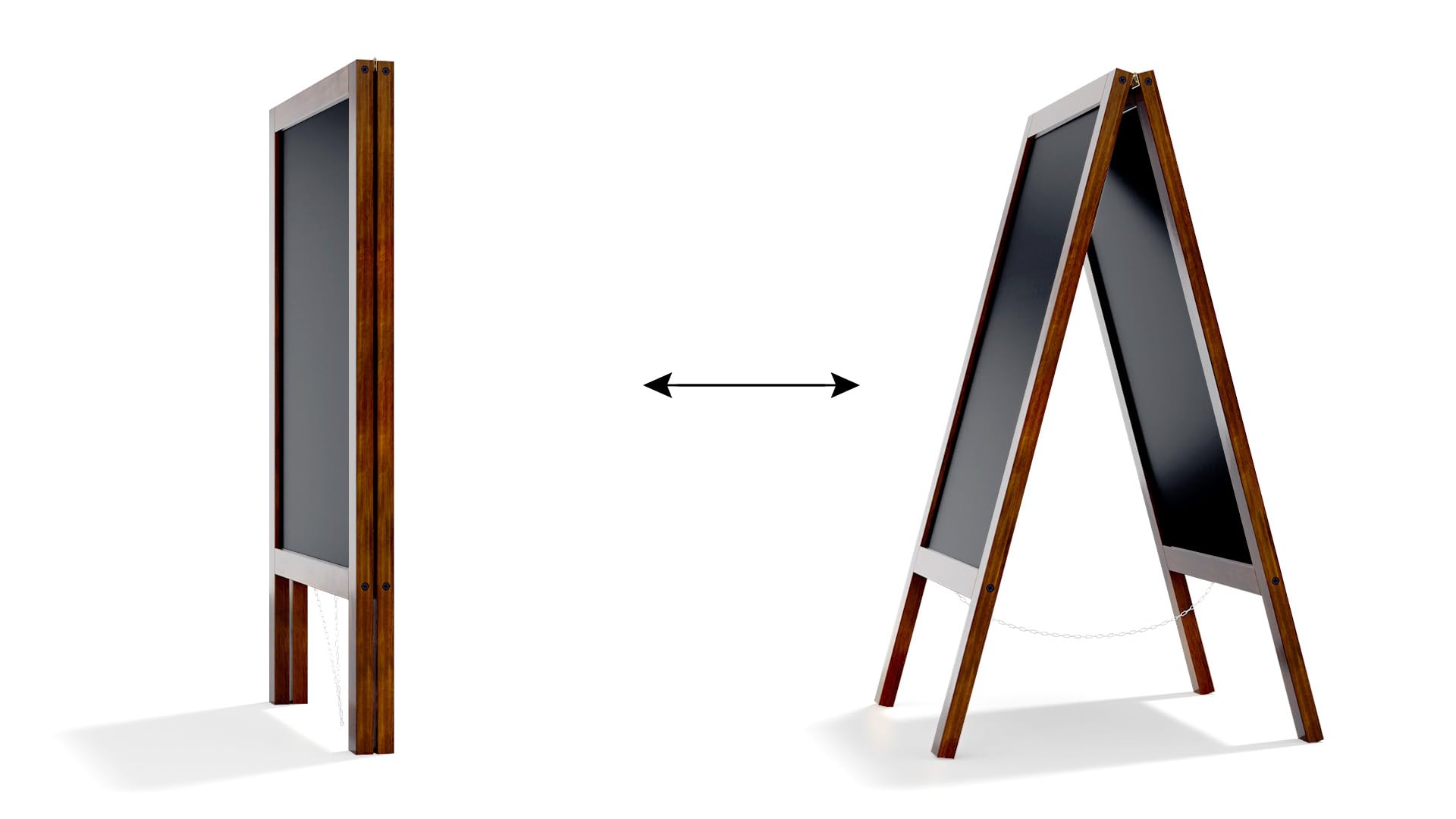 ALLboards Pizarra Caballete Impermeable Con Marco De Madera Barnizado Estabilidad 118x61cm, Pizarra De Tiza De Acera Para Anuncios