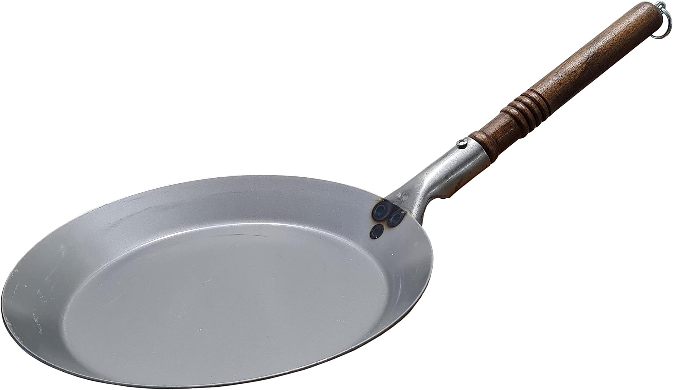 Turk 65024 Frying Pan with Wooden Handle, 24 cm, Iron, Silver