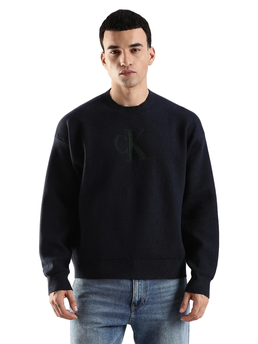 calvin klein jeans Embroidered Logo Relaxed fit Cotton Sweater-picture-34
