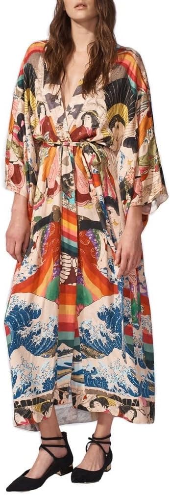 Women's Fashion Geometry Print Cover ups Tunic Kimono Cardigan Shawl