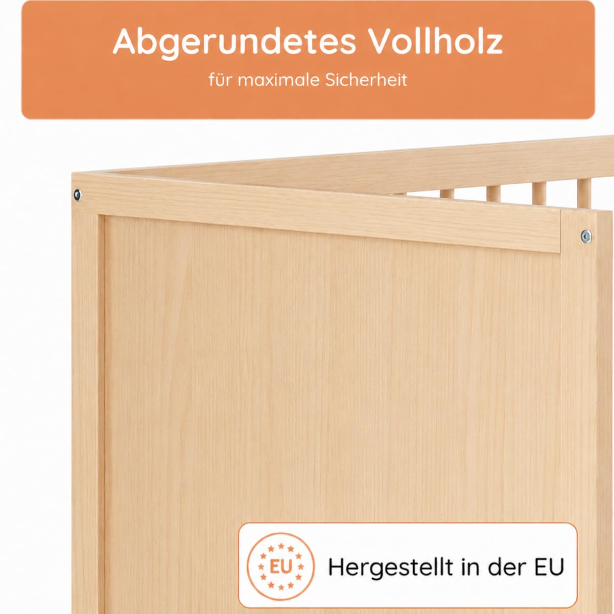 Kids Collective Babybett Kinderbett Beistellbett | Modulares Gitterbett Lattenrost 3-Fach höhenverstellbar & abnehmbare Sprossen | Baby Bett Holz Kinderzimmer | 120x60 cm | Natur
