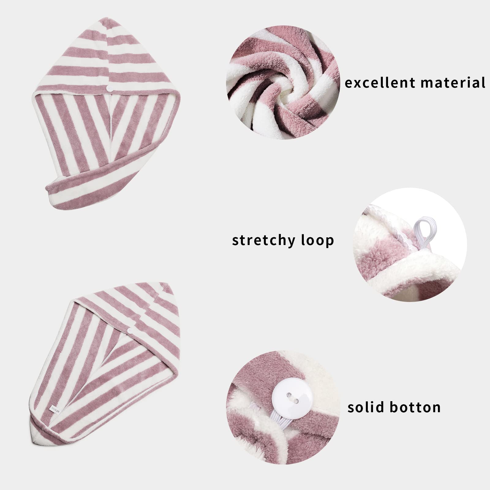 SimpleField Microfiber Haarhanddoek Wrap, Pack van 2 stuks, sneldrogende haartulband voor nat haar, haarverzorgingsaccessoire (Beige