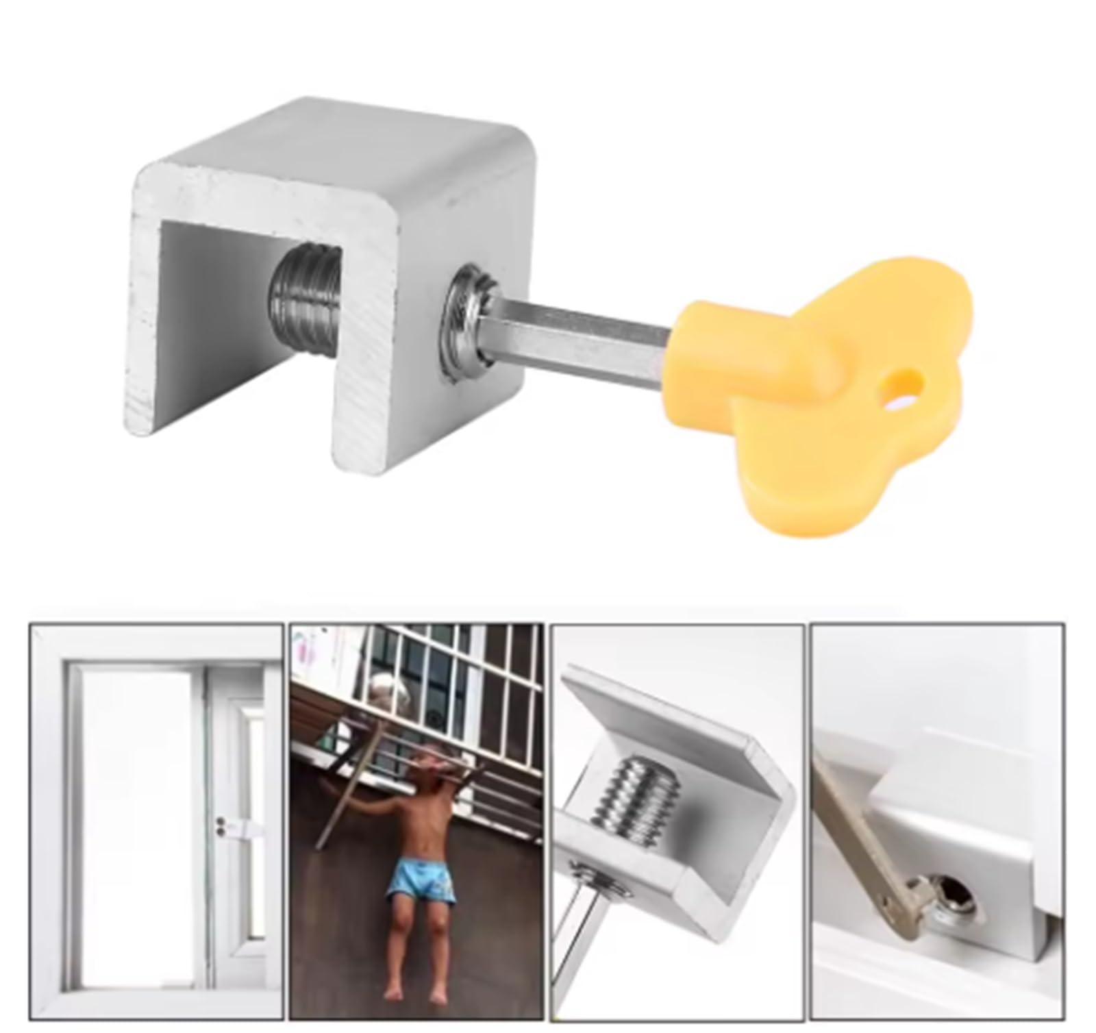 Lot de 50 butées de verrouillage antivol avec clé pour porte et fenêtre - Réglable et portable