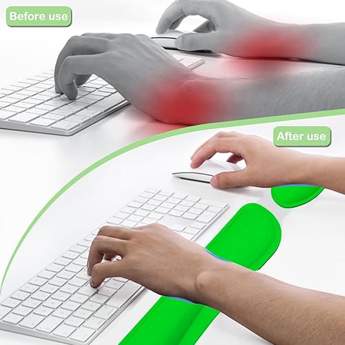 Vista 26 de BamLue - Reposamuñecas para teclado, juego de almohadillas de espuma viscoelástica para facilitar la escritura y el alivio del dolor para laptop
