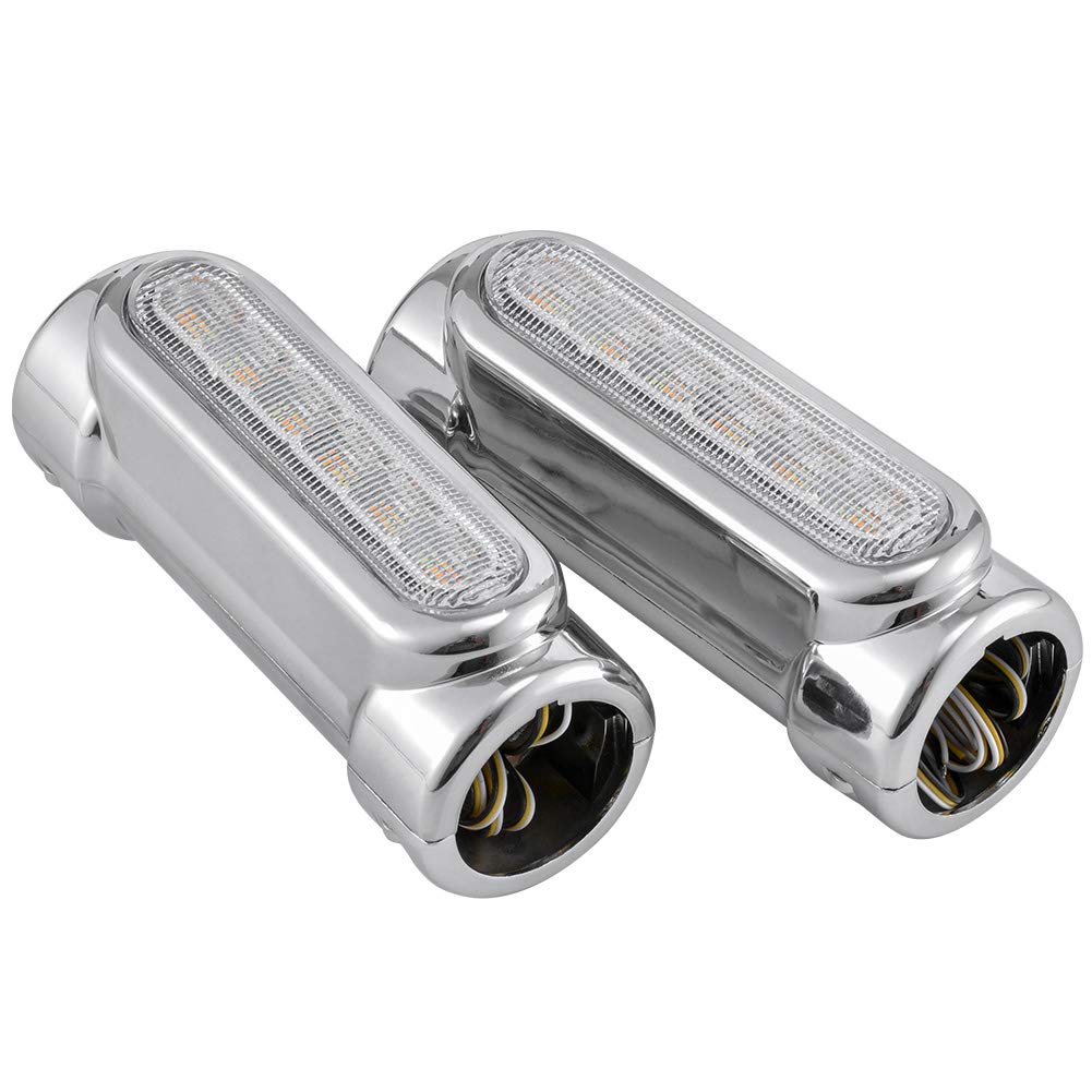Światła barowe do autostrady motocyklowej, srebrne, przełączniki, światła do jazdy motocyklem, białe i kierunkowskazy bursztynowe, 1-1/10.2 cm, Crash Bar (2 sztuki)
