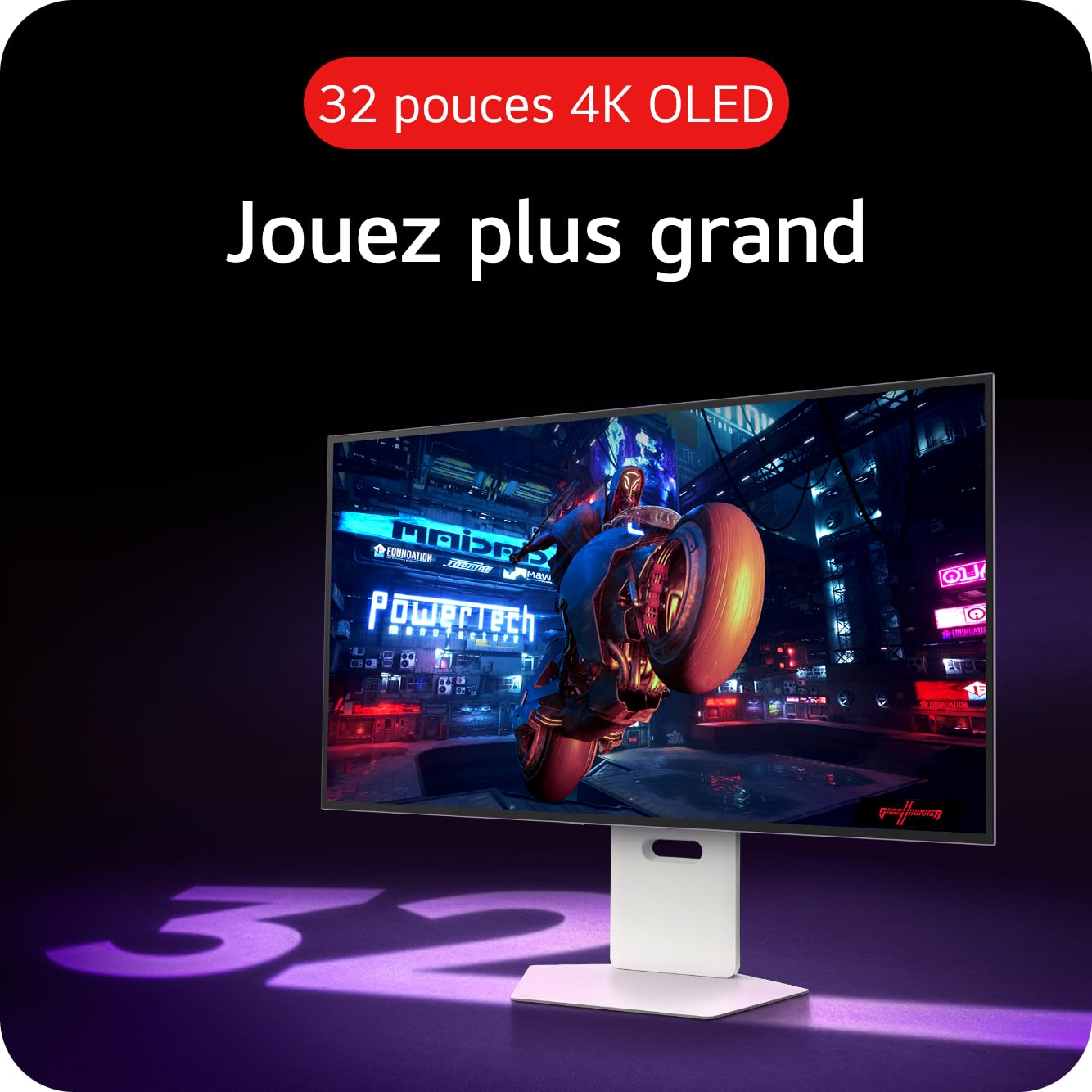 LG Ultragear™ OLED 32GS95UV-W Ecran PC Gaming 32" - Dalle OLED résolution 4K (3840x2160), 0.03 ms GtG 240Hz, DisplayHDR™ TrueBlack 400, DCI-P3 98.5% (CIE1976), AMD FreeSync Premium Pro, NVIDIA G-Sync