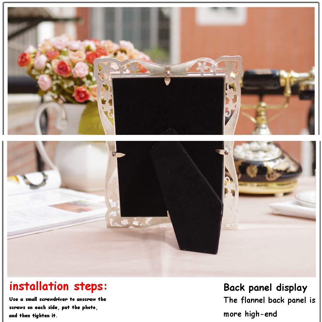 Vintage-Bilderrahmen für Hochzeiten, 10,2 x 15,2 cm, luxuriös, einzigartig, ausgefallen, antiker Metall-Bilderrahmen mit HD-Glas für den Schreibtisch, eleganter europäischer Retro-Stil in brauner